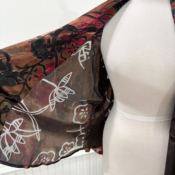 Chicos Size 1 US M Vintage Cardigan Silk Blend Burnout Whimsigoth Fairy Grunge - Picture 5 of 15